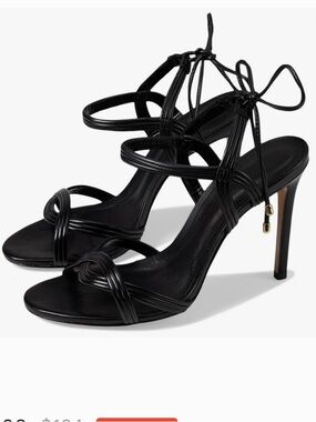 Schutz Black Leather Brynn Strappy Heels